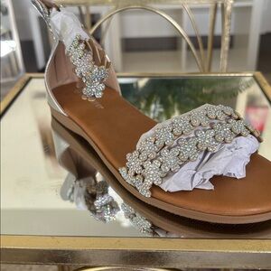 Rhinestone Floral Embellished Sandals